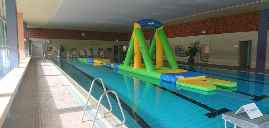 Playground equipment in the indoor swimming pool