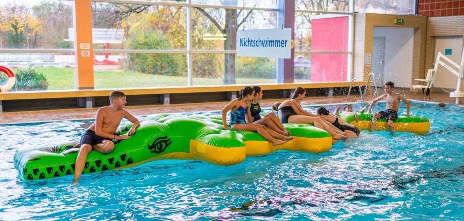 Large play equipment Crocodile in the indoor swimming pool